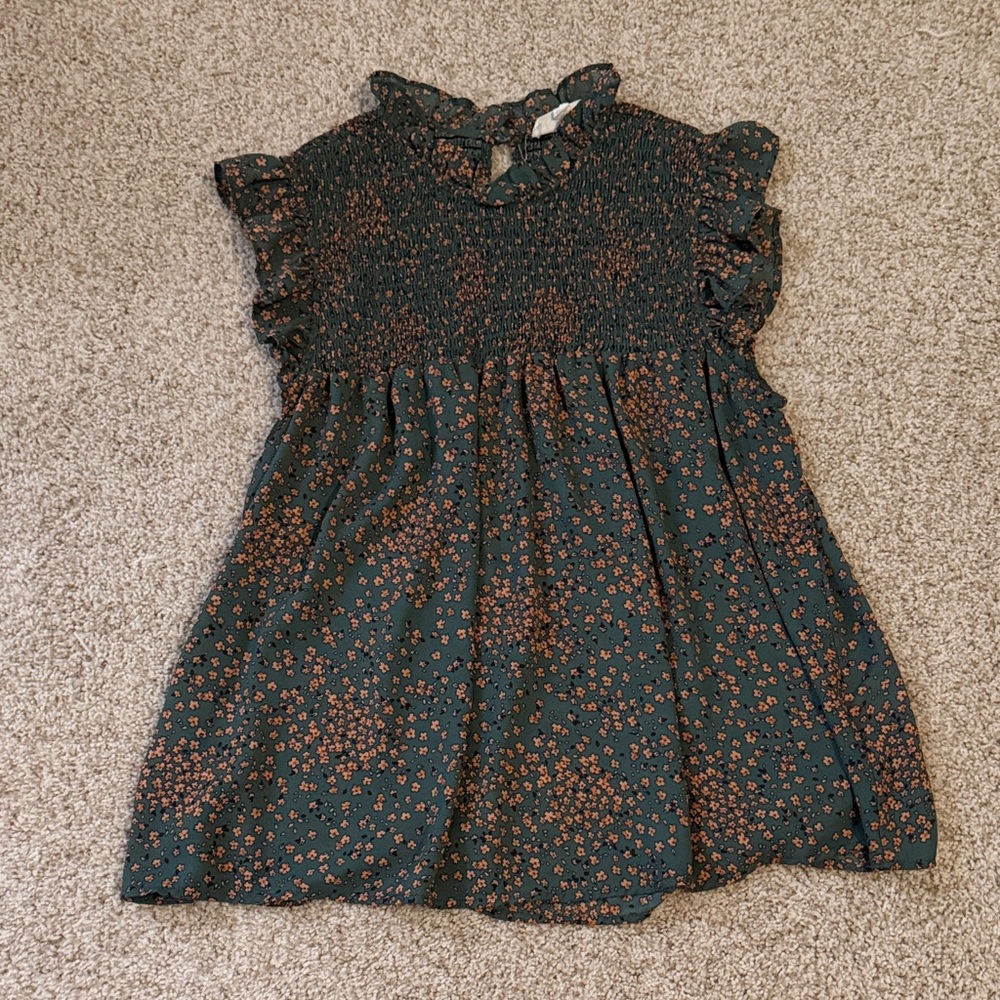 THML Women’s Blouse with Floral Pattern in Green and Brown